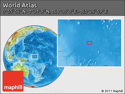 Physical Location Map of the Area around 1° 13' 33" N, 164° 58' 29" E