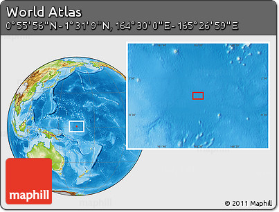 Physical Location Map of the Area around 1° 13' 33" N, 164° 58' 29" E