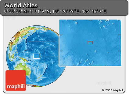 Physical Location Map of the Area around 1° 13' 33" N, 165° 49' 29" E