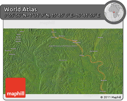 Satellite 3D Map of the Area around 1° 13' 33" N, 16° 13' 30" E
