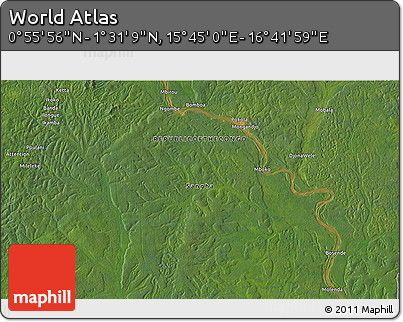Satellite 3D Map of the Area around 1° 13' 33" N, 16° 13' 30" E