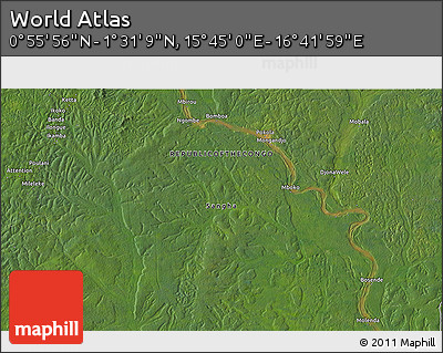 Satellite 3D Map of the Area around 1° 13' 33" N, 16° 13' 30" E