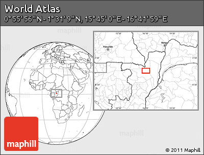 Blank Location Map of the Area around 1° 13' 33" N, 16° 13' 30" E