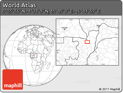 Blank Location Map of the Area around 1° 13' 33" N, 16° 13' 30" E