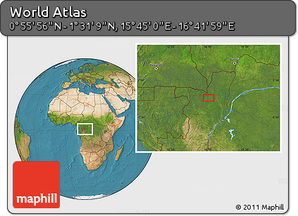 Satellite Location Map of the Area around 1° 13' 33" N, 16° 13' 30" E