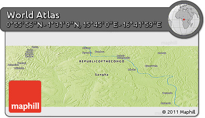 Physical Panoramic Map of the Area around 1° 13' 33" N, 16° 13' 30" E