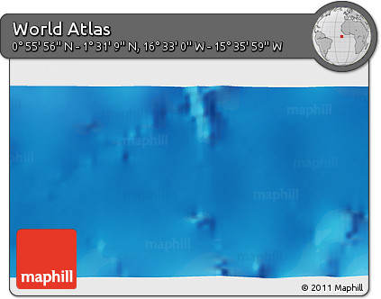 Physical 3D Map of the Area around 1° 13' 33" N, 16° 4' 29" W