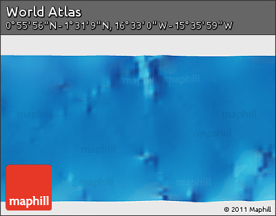 Physical 3D Map of the Area around 1° 13' 33" N, 16° 4' 29" W