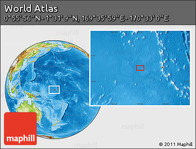 Physical Location Map of the Area around 1° 13' 33" N, 170° 4' 29" E