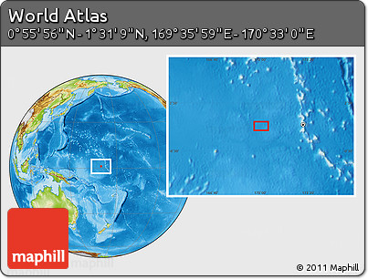 Physical Location Map of the Area around 1° 13' 33" N, 170° 4' 29" E