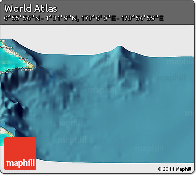 Satellite 3D Map of the Area around 1° 13' 33" N, 173° 28' 29" E