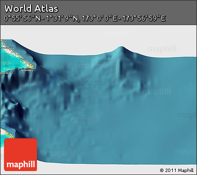 Satellite 3D Map of the Area around 1° 13' 33" N, 173° 28' 29" E