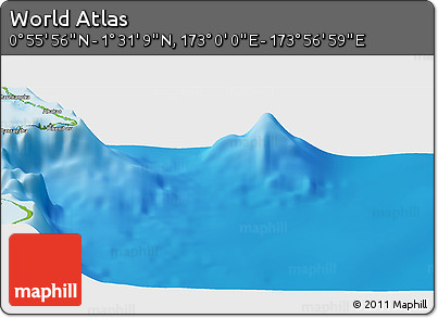 Physical Panoramic Map of the Area around 1° 13' 33" N, 173° 28' 29" E