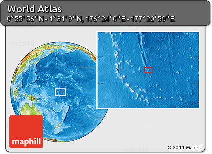 Physical Location Map of the Area around 1° 13' 33" N, 176° 52' 30" E