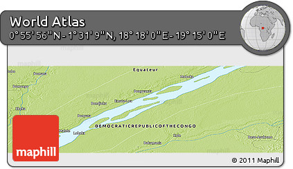 Physical Panoramic Map of the Area around 1° 13' 33" N, 18° 46' 29" E