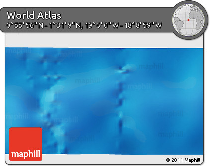 Physical 3D Map of the Area around 1° 13' 33" N, 18° 37' 30" W