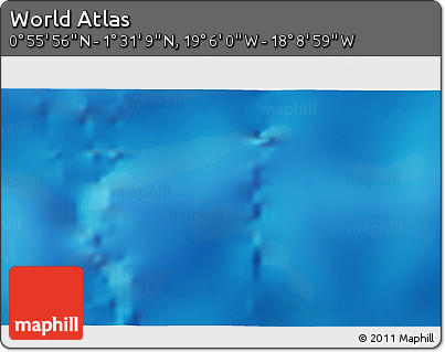Physical 3D Map of the Area around 1° 13' 33" N, 18° 37' 30" W