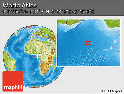 Physical Location Map of the Area around 1° 13' 33" N, 1° 46' 29" E