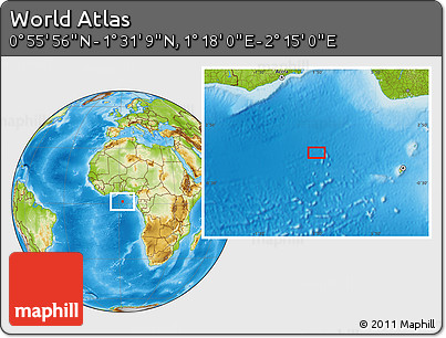 Physical Location Map of the Area around 1° 13' 33" N, 1° 46' 29" E