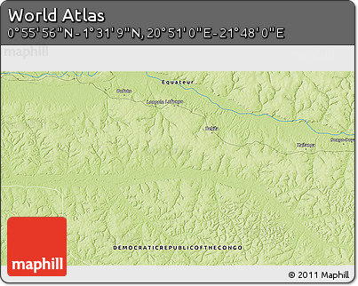 Physical 3D Map of the Area around 1° 13' 33" N, 21° 19' 30" E