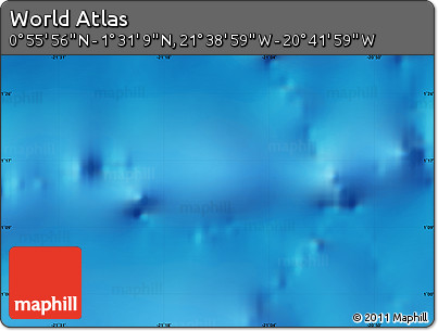 Physical Map of the Area around 1° 13' 33" N, 21° 10' 29" W
