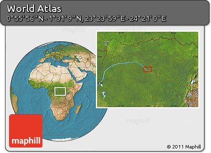 Satellite Location Map of the Area around 1° 13' 33" N, 23° 52' 30" E