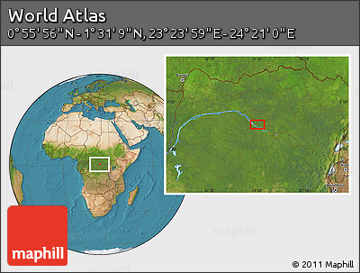 Satellite Location Map of the Area around 1° 13' 33" N, 23° 52' 30" E