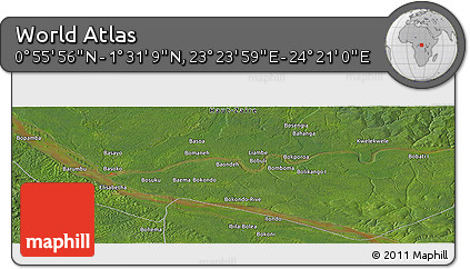 Satellite Panoramic Map of the Area around 1° 13' 33" N, 23° 52' 30" E