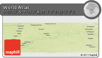 Physical Panoramic Map of the Area around 1° 13' 33" N, 25° 34' 30" E