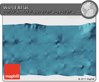 Satellite 3D Map of the Area around 1° 13' 33" N, 25° 25' 29" W