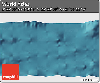 Satellite 3D Map of the Area around 1° 13' 33" N, 25° 25' 29" W