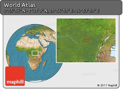 Satellite Location Map of the Area around 1° 13' 33" N, 26° 25' 29" E