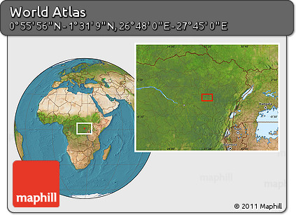 Satellite Location Map of the Area around 1° 13' 33" N, 27° 16' 29" E