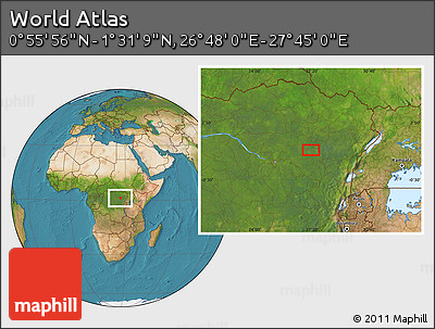 Satellite Location Map of the Area around 1° 13' 33" N, 27° 16' 29" E
