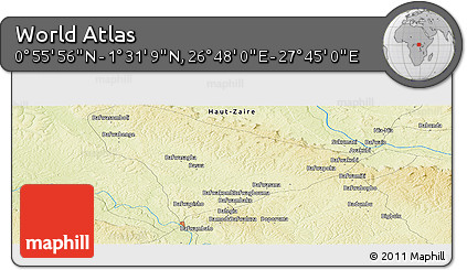 Physical Panoramic Map of the Area around 1° 13' 33" N, 27° 16' 29" E
