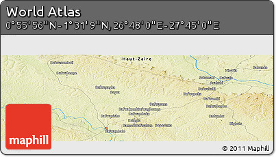 Physical Panoramic Map of the Area around 1° 13' 33" N, 27° 16' 29" E