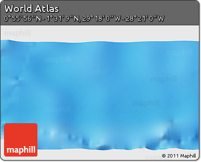 Physical 3D Map of the Area around 1° 13' 33" N, 28° 49' 30" W