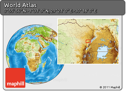 Physical Location Map of the Area around 1° 13' 33" N, 29° 49' 30" E