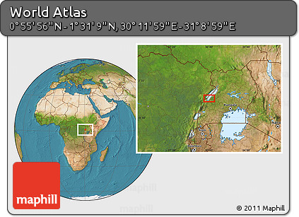 Satellite Location Map of the Area around 1° 13' 33" N, 30° 40' 29" E