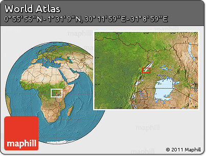 Satellite Location Map of the Area around 1° 13' 33" N, 30° 40' 29" E