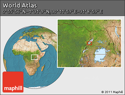 Satellite Location Map of the Area around 1° 13' 33" N, 30° 40' 29" E