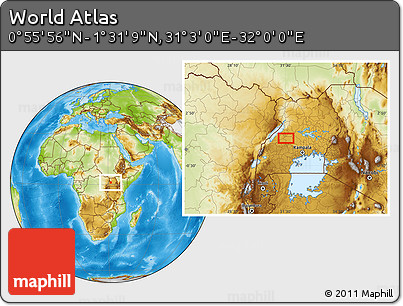 Physical Location Map of the Area around 1° 13' 33" N, 31° 31' 29" E