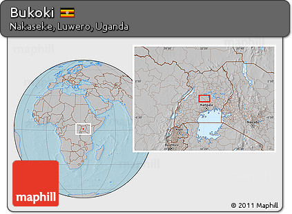 Gray Location Map of Bukoki, hill shading