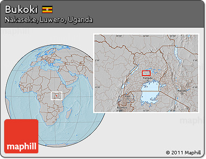 Gray Location Map of Bukoki, hill shading