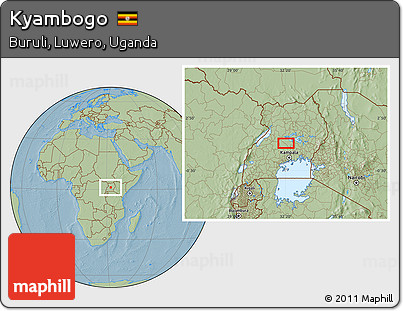 Savanna Style Location Map of Kyambogo, hill shading