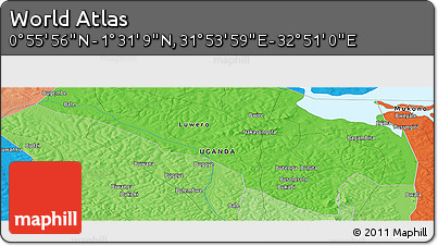 Political Panoramic Map of the Area around 1° 13' 33" N, 32° 22' 30" E