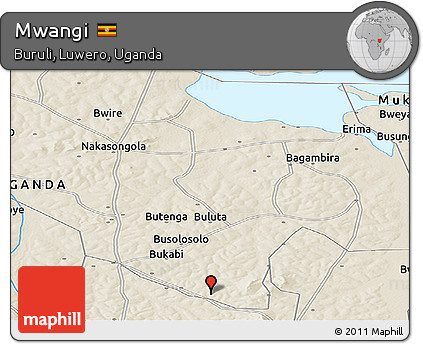 Shaded Relief Panoramic Map of Mwangi