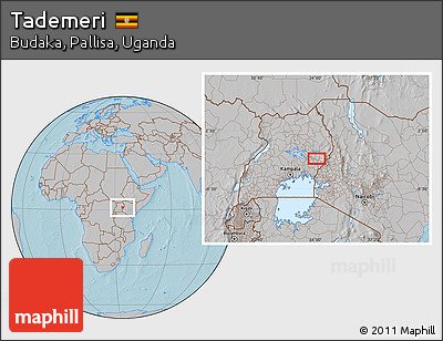 Gray Location Map of Tademeri, hill shading