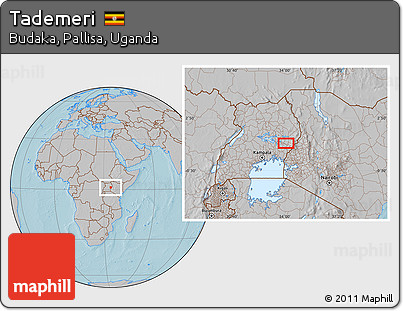 Gray Location Map of Tademeri, hill shading