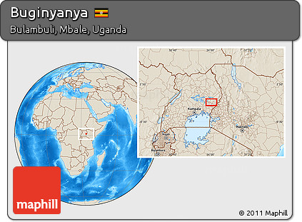 Shaded Relief Location Map of Buginyanya